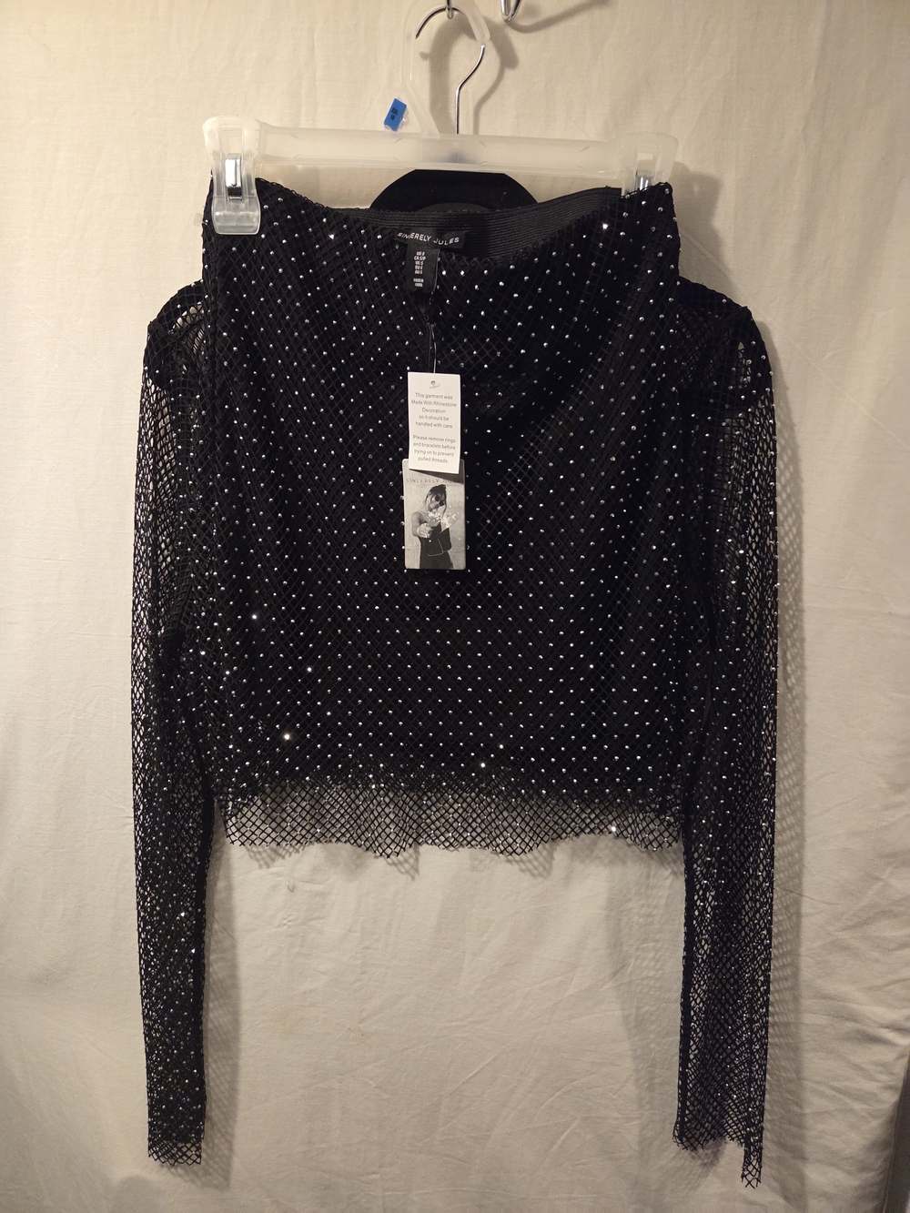 Sleeveless Velvet Overlay Crop Top with Sparkle - Black